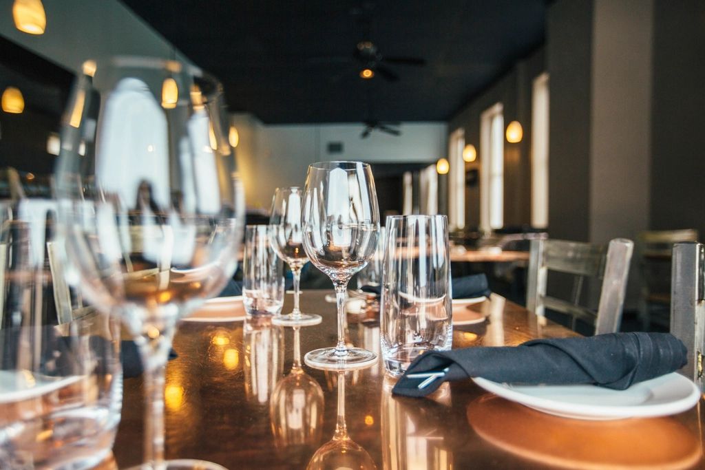 The dining room, laid for service