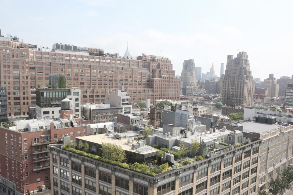 The rooftop terrace in the evening